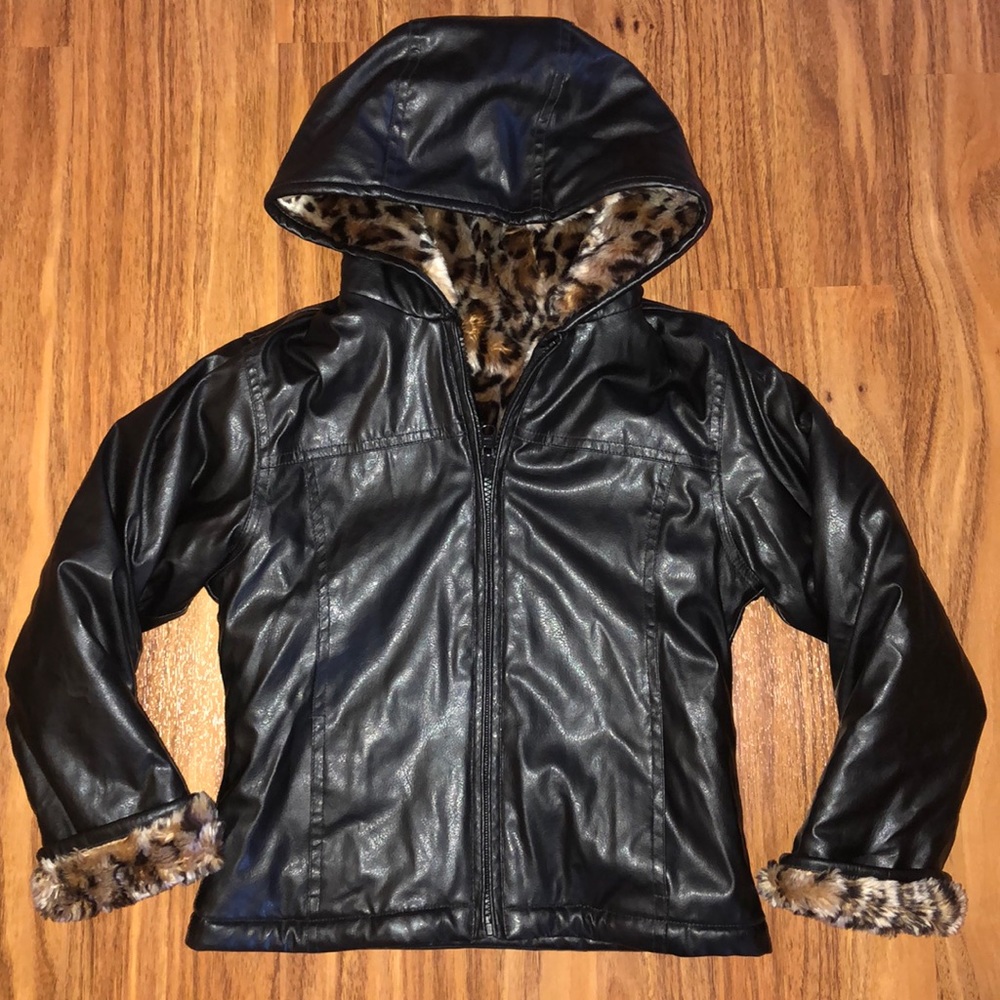 Copper Key reversible leather/faux fur jac…